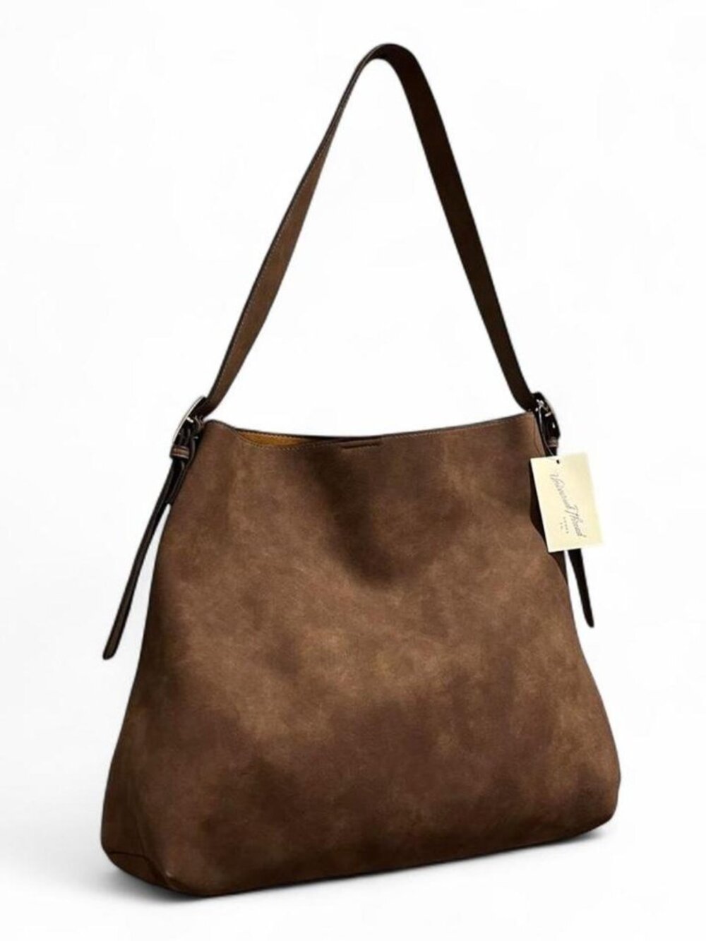 NWT Brown Faux Suede Slouchy Shoulder Bag Boho Chic